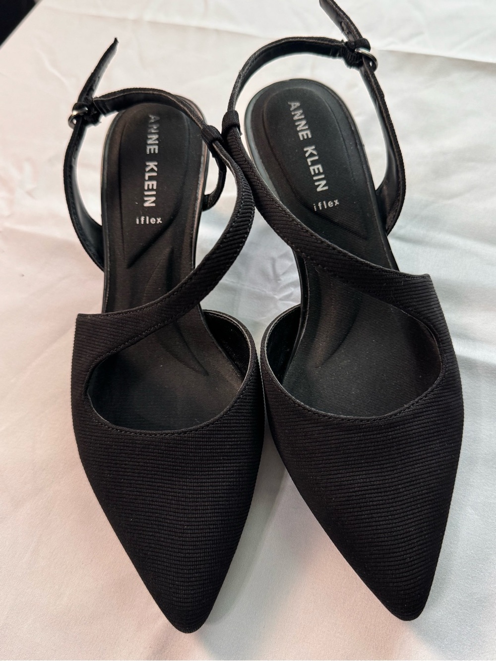 Anne Klein Black Pointed-Toe Slingback Pumps